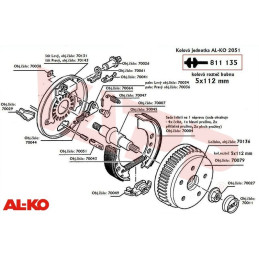 Čelisti brzdové AL-KO 2050/2051 malá sada 48 na 2 kola