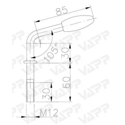 Klička držáku opěrného kolečka M12x60 mm (k držáku 48 mm)
