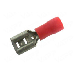 Konektor plochý izolovaný Faston 6,3x0,25-1,5 červený (zásuvka)