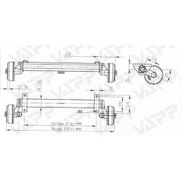 Náprava AL-KO Plus B 1800-9 (1800 kg) a 1310 mm, c 1810 mm, 2361, 112x5