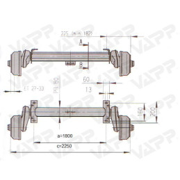 Náprava AL-KO Compact B 850-10 (1000 kg) a 1800 mm, c 2250 mm, 2051, 100x4