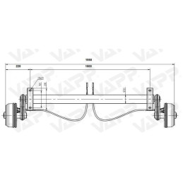 Náprava KNOTT GB 10 (1050 kg) b 1500 mm, c 1950 mm, 200x50, 100x4