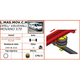 Opel Movano X70 (1999-2010), jednomontáž, přední pohon - vzduchové pérování Dunlop