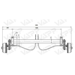 Náprava KNOTT GB 13 (1350 kg) b 1400 mm, c 1850 mm, 200x50, 112x5