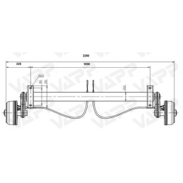 Náprava KNOTT GB 13 (1350 kg) b 1800 mm, c 2250 mm, 200x50, 112x5