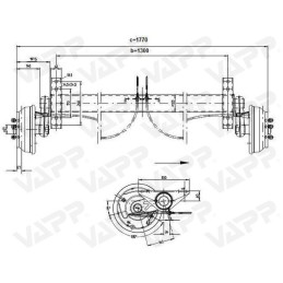 Náprava KNOTT GB 15 (1500 kg) b 1300 mm, c 1770 mm, 250x40, 112x5