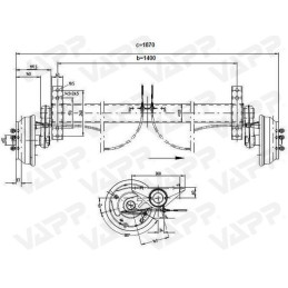 Náprava KNOTT GB 15 (1500 kg) b 1400 mm, c 1870 mm, 250x40, 112x5
