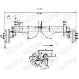 Náprava KNOTT GB 15 (1500 kg) b 1500 mm, c 1970 mm, 250x40, 112x5