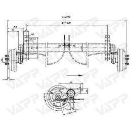 Náprava KNOTT GB 18 (1800 kg) b 1800 mm, c 2270 mm, 250x40, 112x5