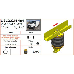 Volkswagen LT 28-35 (1995-2006) 4x4 přídavné vzduchové měchy Dunlop