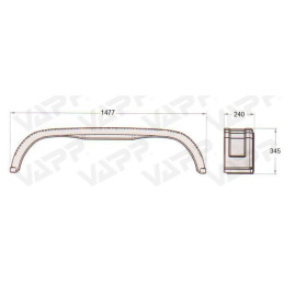 Blatník tandemový plast š240/v345/d1477 mm oblý černý