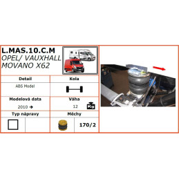 Opel Movano X62 (2010-2020), jednomontáž, přední pohon - vzduchové pérování Dunlop