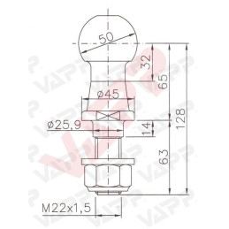 Koule ISO 50 WW KUB/50, pr. 50 mm, 3500 kg, M22x1,5