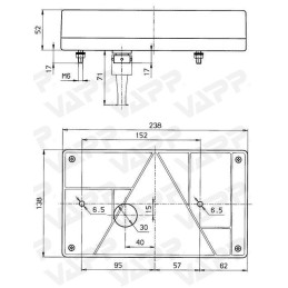 Svítilna přední obrysová LED Aspöck Flexipoint, 12V, s odrazkou, na držáku, kabel QS75