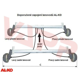 Lanovod brzdový staré provedení AL-KO 1009/1265 mm, závit M8