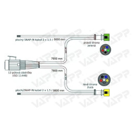 Kabeláž 7,65 m/13-pól. zástrčka, s předními vývody QS150, baj6, Jokon