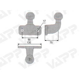 Koule ISO 50 AL-KO BC75/200 EA 90, pr. 50 mm, 3500 kg, příruba, nevhodná pro stabilizátor