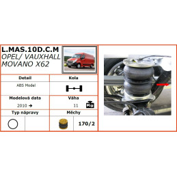 Opel Movano X62 (2010-), jednomontáž, zadní pohon - vzduchové pérování Dunlop