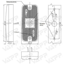 Svítilna přední obrysová LED WAS W46, 12-24V, s odrazkou