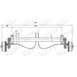 Náprava KNOTT GB 13 (1350 kg) b 1700 mm, c 2150 mm, 200x50, 112x5