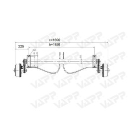 Náprava KNOTT GB 13 (1350 kg) b 1150 mm, c 1591 mm, 200x50, 112x5, patky 94, (PV 1.3)