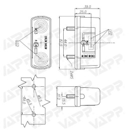 Osvětlení SPZ (registrační značky) LED WAS W53/245 (12-24V), červené