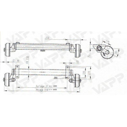 Náprava AL-KO Plus B 1800-9 (1800 kg) a 1500 mm, c 2000 mm, 2361, 112x5