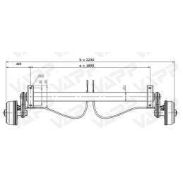 Náprava KNOTT GB 13 (1350 kg) b 1800 mm, c 2250 mm, 200x50, 112x5, Wasser