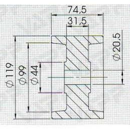 Rolna PROFI boční STOLTZ pr. 119x74,5 mm/pr. 20,5 mm, RP-54