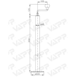 Opěrná noha WW ST 48-120 (600 mm s výsuvem 220 mm) 150kg