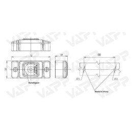 Svítilna přední obrysová LED WAS W60, 12-24V, obdélníková malá