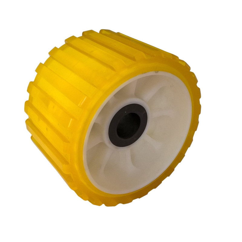 Rolna boční 5'' žlutá PVC, pr. 128 mm, d 22 mm, l 75 mm