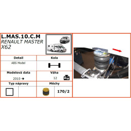 Renault Master X62 (2010-), přední pohon, vzduchové pérování Dunlop