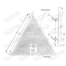 Odrazový trojúhelník 161x138 mm se zalis. šrouby