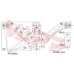 Svítilna doplňková obrysová LED WAS W48/238P, 12-24V, pravá, 187 mm