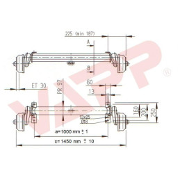 Náprava AL-KO Compact B 1600-3 (1500 kg) a 1000 mm, c 1450 mm, 2051, 112x5