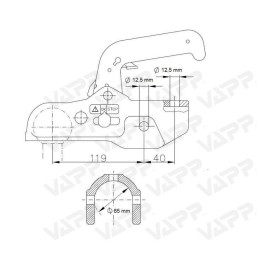 Tažná spojka Winterhoff WW 350 R-D, 3500 kg, 65 mm, H12V12