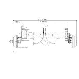 Náprava KNOTT GB 18 (1800 kg) b 1700 mm, 250x40, 112x5, 25°