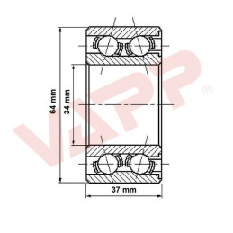 Ložisko do bubnu AL-KO 2051 Compact (64x34/h37) v setu - vodotěsné, originál