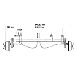 Náprava KNOTT GB 13 (1350 kg) b 800 mm, c 1250 mm, 200x50, 112x5