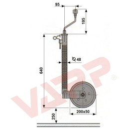 Kolečko opěrné drážkované s pojistkou AL-KO 48 200x50 300/180 kg