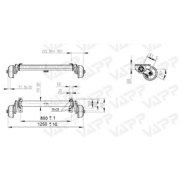 Náprava AL-KO Compact B 1200-6 (1350 kg) a 800 mm, c 1250 mm, 2051, 112x5
