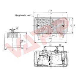 Svítilna WAS W07P/43 sdružená přední, P-BL/OB