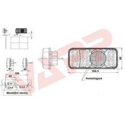 Svítilna WAS W66L/312kr sdružená LED 12-24 V, L-BL/BR/KO/ML/RZ