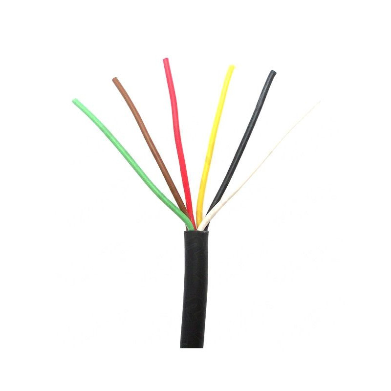 Kabel 6x0,75, černá/ hnědá/ bílá/ červ./ zel./ žlutá, metráž