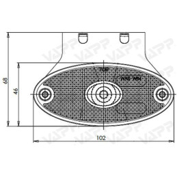 Svítilna přední obrysová LED WAS W64, 12-24V, eliptická na držáku