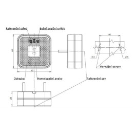 Svítilna boční obrysová LED WAS W63, 12-24V, čtvercová