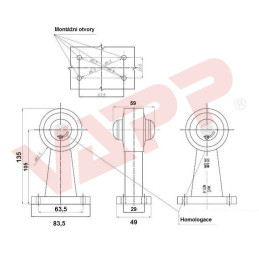 Svítilna doplňková obrysová LED WAS W21.6, 12-24V,P/L 135 mm, QS150