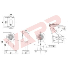 Svítilna doplňková obrysová LED WAS W21.6RF, 12-24V, 135 mm, QS150