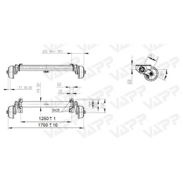 Náprava AL-KO Compact B 1200-6 (1350 kg) a 1250 mm, c 1700 mm, 2051, 112x5